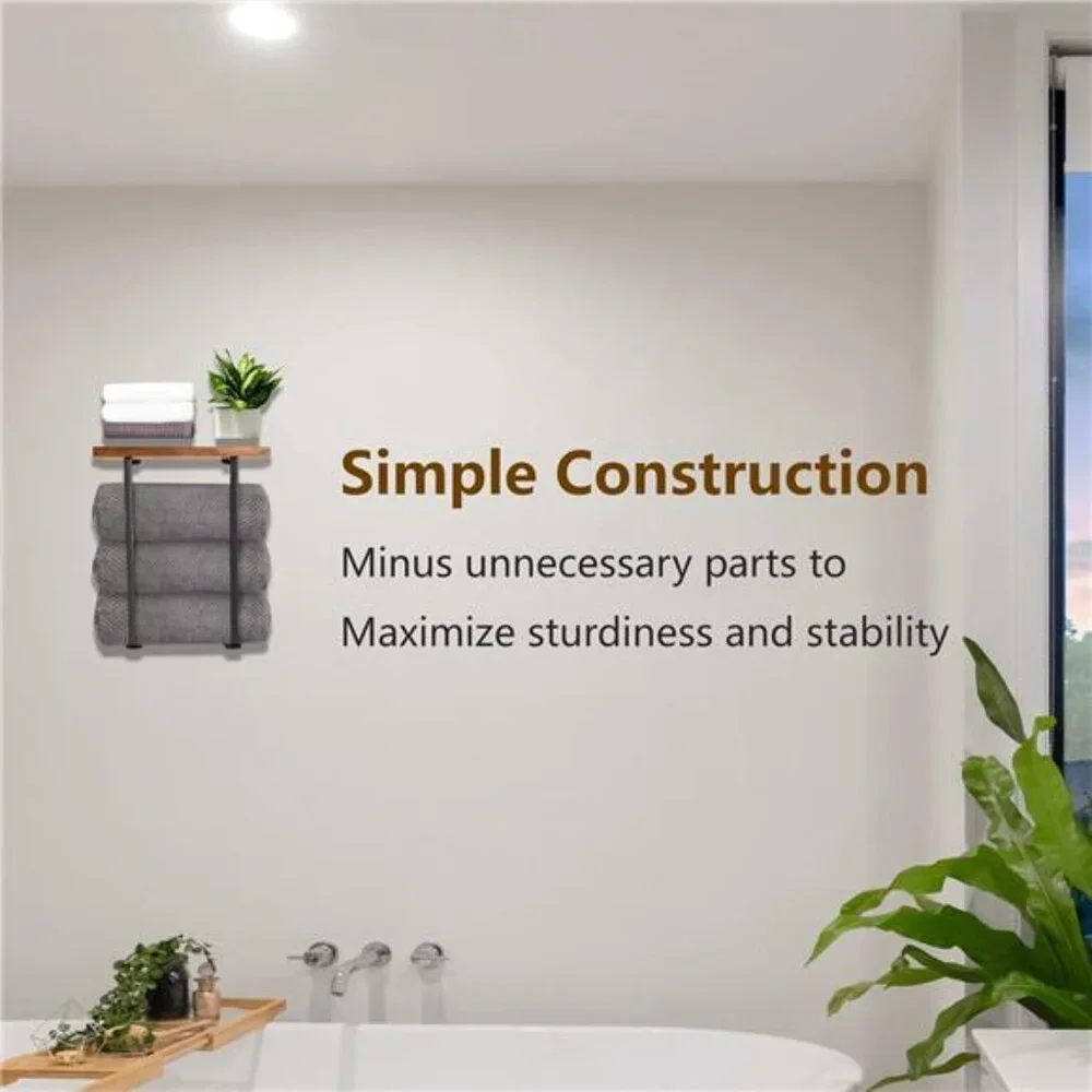 Towel Rack Wall Mounted,Bathroom Towel Storage,Wall Towel Holder, Black